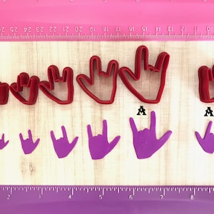 I Love You -ASL- Hand Signs for Cookie or Fondant Cutter or Polymer Clay, Jewelry Earrings Making   #410
