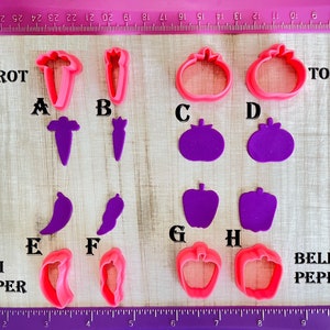 Vegetable Cutter Carrot Tomato Chili Pepper Bell Pepper for Polymer Clay Jewelry Earring Making Cookie Fondant Cutter   #662