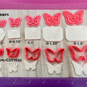 Butterfly Stamps and Optional Matching Cutters Animals for Cookie or Fondant or Polymer Clay, Jewelry Earrings Making  #1120