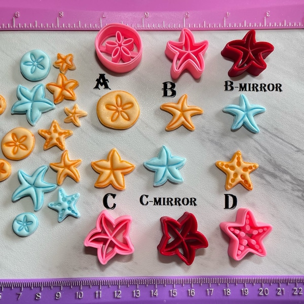 Starfish Sand Dollar Cutter Beach Summer Ocean Cookie or Fondant & Polymer Clay, Jewelry Earring Mini Stud Making   #594