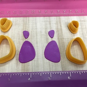 Mirrored Pebble Set of 4 Cutters Dangling Earrings for Polymer Clay, Jewelry Earring Making   #422