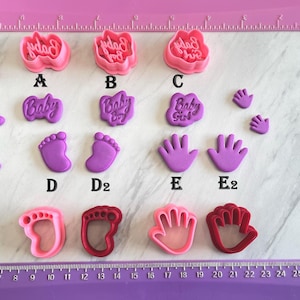Baby Cutters Baby Shower Boy Girl Footprint Hand Cookie Fondant & Polymer Clay Jewelry Earring Mini Stud #310