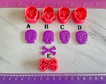 Halloween Skulls Embossing Cutter Day of the Dead for Cookie or Fondant & Polymer Clay, Jewelry Earrings Making  #688