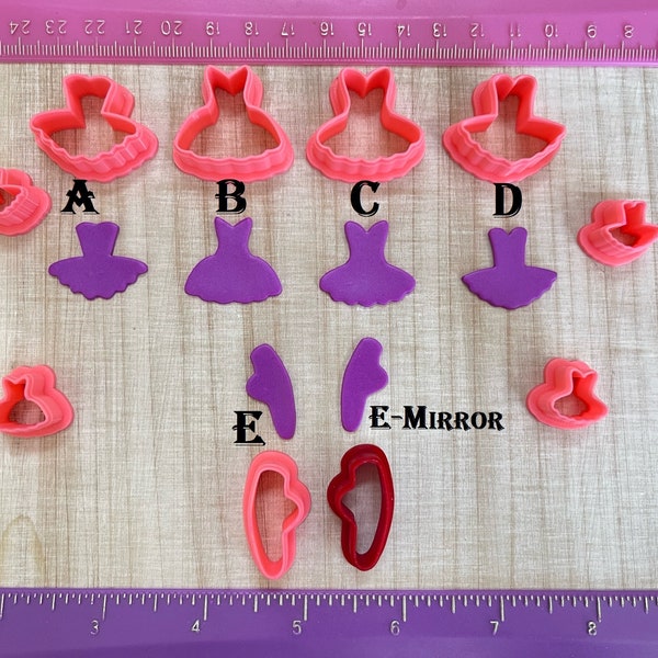 Ballerina Tutu Dress Ballet Slippers Cutters for Cookie or Fondant & Polymer Clay, Jewelry Earrings Making Mini Stud   #399