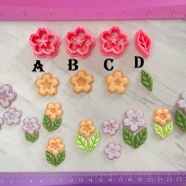 Cherry Blossom Sakura Japanese Flower or Leaf Cutter for Cookie Fondant & Polymer Clay, Jewelry Earrings Mini Stud Making  #443