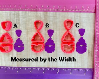 Dangling Earrings Set of 3 Cutters - Measured by the Width for Polymer Clay, Jewelry Earrings Making   #131