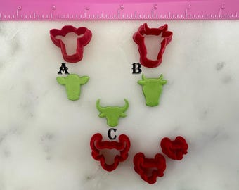 Cow Bull Head Cutter Animals for Cookie or Fondant Cutter and Polymer Clay, Jewelry Earrings Mini Stud Making  #371