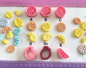Citrus Orange Lemon Cutters Fruit Slice for Cookie Fondant & Polymer Clay, Jewelry Mini Stud Earring Making  #672