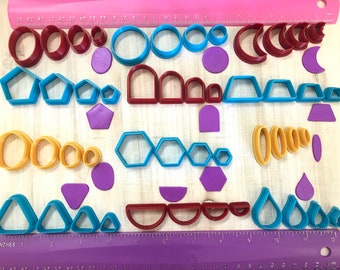 Set of 4 Small Cutters Polymer Clay 0.5" 0.75" 1" 1.25" Hexagon Arch Rain Drop Moon Oval Half Circle Trapezoid Triangle Pentagon Pebble