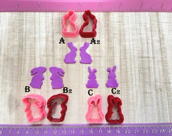 Chocolate Bunny Rabbit Cutter Easter Animals for Cookie or Fondant and Polymer Clay, Jewelry Earrings Making   #363
