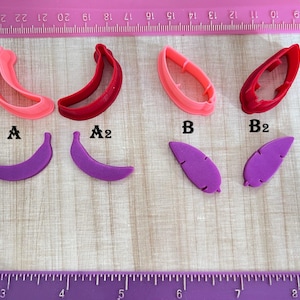 Banana and Banana Leaves Fruit Cutter for Cookie Fondant or Polymer Clay, Jewelry Earrings Making Mini Stud   #669