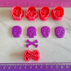 Halloween Skulls Embossing Cutter Day of the Dead for Cookie or Fondant & Polymer Clay, Jewelry Earrings Making 688 image 2