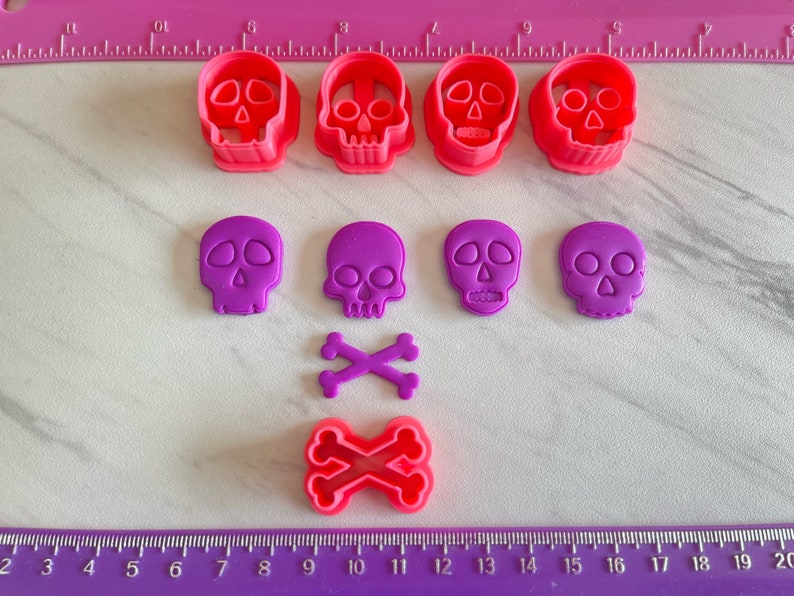 Halloween Skulls Embossing Cutter Day of the Dead for Cookie or Fondant & Polymer Clay, Jewelry Earrings Making 688 image 2