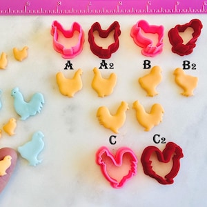 Chicken Rooster Chicks Cutter Duck Chicks for Cookie Fondant or Polymer Clay, Jewelry Earrings Mini Micro Stud Making   #509