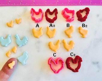 Chicken Rooster Chicks Cutter Duck Chicks for Cookie Fondant or Polymer Clay, Jewelry Earrings Mini Micro Stud Making   #509