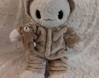 Handmade Plush Bear Onesie: Cozy Hoodie Costume for 16-17&quot; Plush