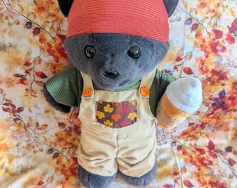 Build-A-Bear Clothes – Fall Overalls Outfit with Leaf Pocket