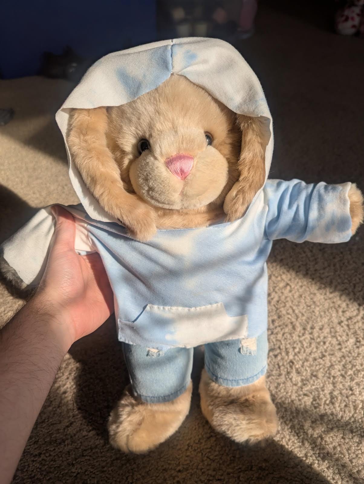 Custom Build‑A‑Bear Plush Hoodie – Handmade 15–16″ Stuffed Animal Sweatshirt – Personalized Bear Clothes