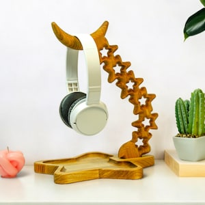 Soporte para auriculares con forma de luna y estrellas, bonito soporte para auriculares, hecho a mano, bonito adorno para amigos, organizador de escritorio, regalo kawaii para chicas gamer