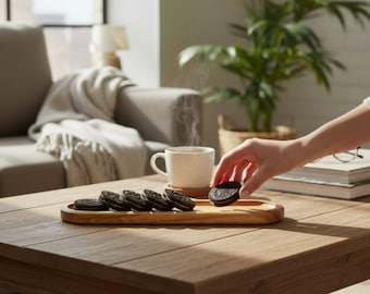 Wooden Cookie Tray - Ash Wood Serving Platter for Coffee & Snacks | Minimalist Dessert Tray