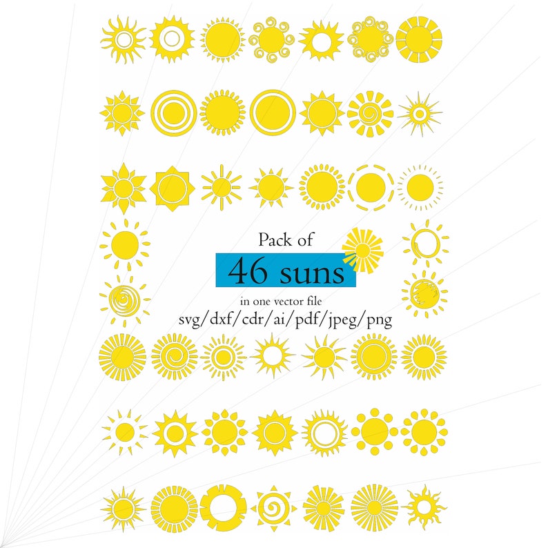 Sun Pdx File 46 Sun Outline SVG DXF Files Cut File Sunny CDR Vector Files Vector ...