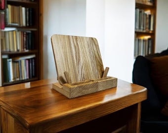 Atril de madera ajustable para libros, soporte de lectura personalizado de fresno, organizador de escritorio personalizable, regalo para amantes de la lectura, regalo para profesores.