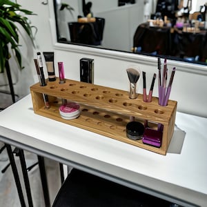 Makeup Organizer Box, Wood Cosmetic Storage Box, Cosmetic Organizer Countertop, Beauty Tools, Wooden Organizer for women
