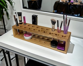 Makeup Organizer Box, Wood Cosmetic Storage Box, Cosmetic Organizer Countertop, Beauty Tools, Wooden Organizer for women