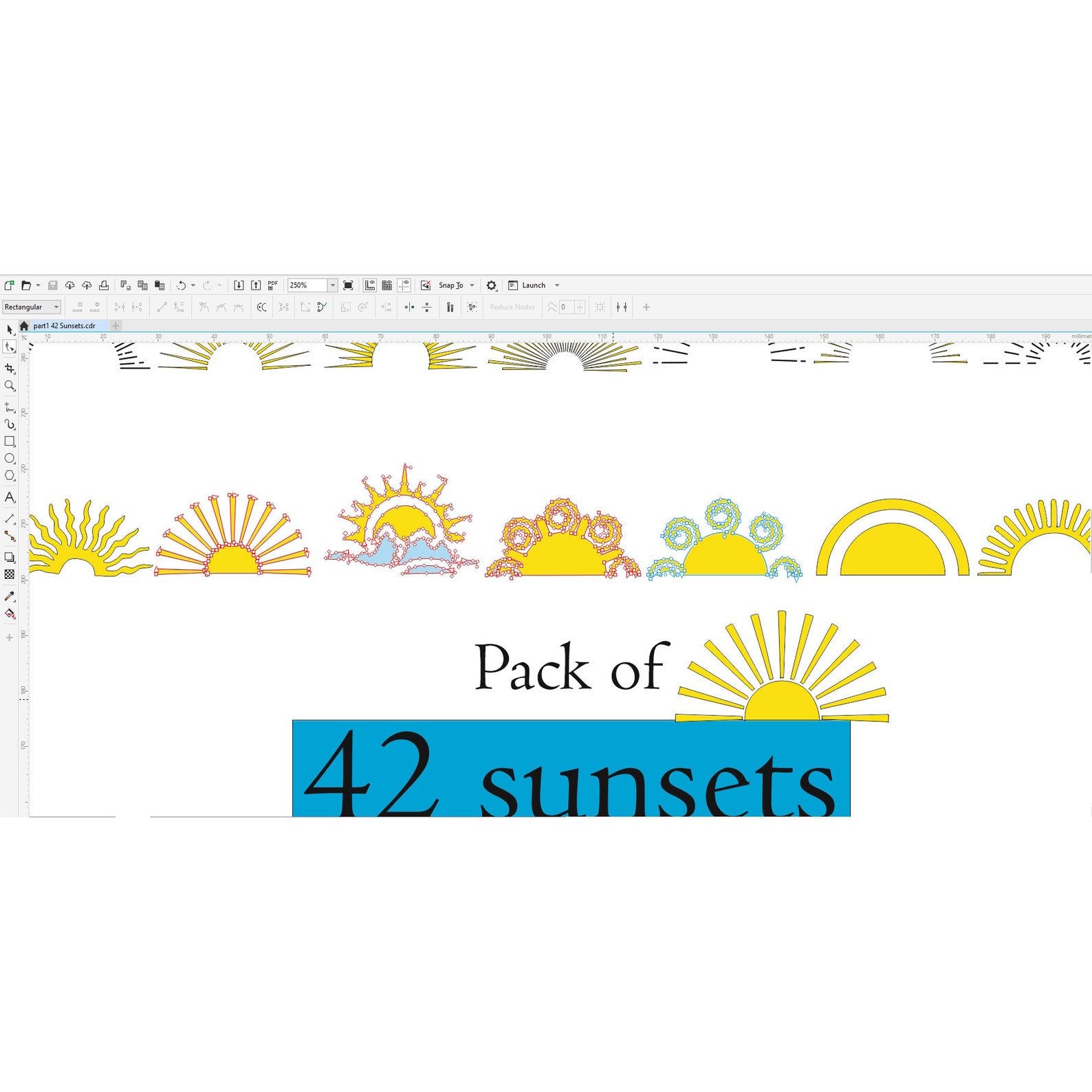 Sun Rise Dxf 42 Sunsets Outline SVG DXF Files Cut File Sunrise CDR Vector Files ...