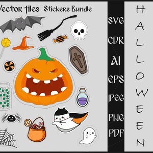 Cute Halloween Pumpkin Clipart SVG PNG Halloween Printable Pumpkin Face Vector Illustration Bundle png Halloween Clipart Pumpkin Cute Cricut