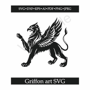Griffin SVG – Heraldic Mythical Creature Vector, Fantasy Animal Silhouette for Laser Cutting, CNC, Cricut, and Wall Art Decor