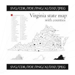 Virginia Maps Outline SVG DXF Files Virginia Cut Files United States of America North Virginia Vector Clip Art For Laser Cutting