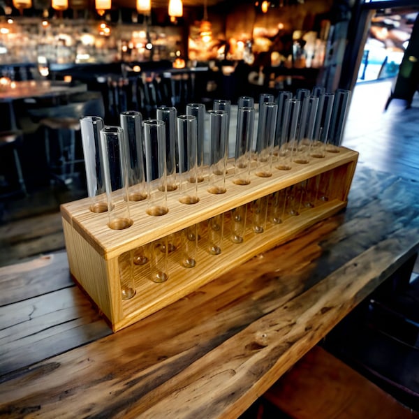 A stand for serving drinks, liqueurs from test tubes, a rack for 20 test tubes of 20 ml for bachelorette bachelor party