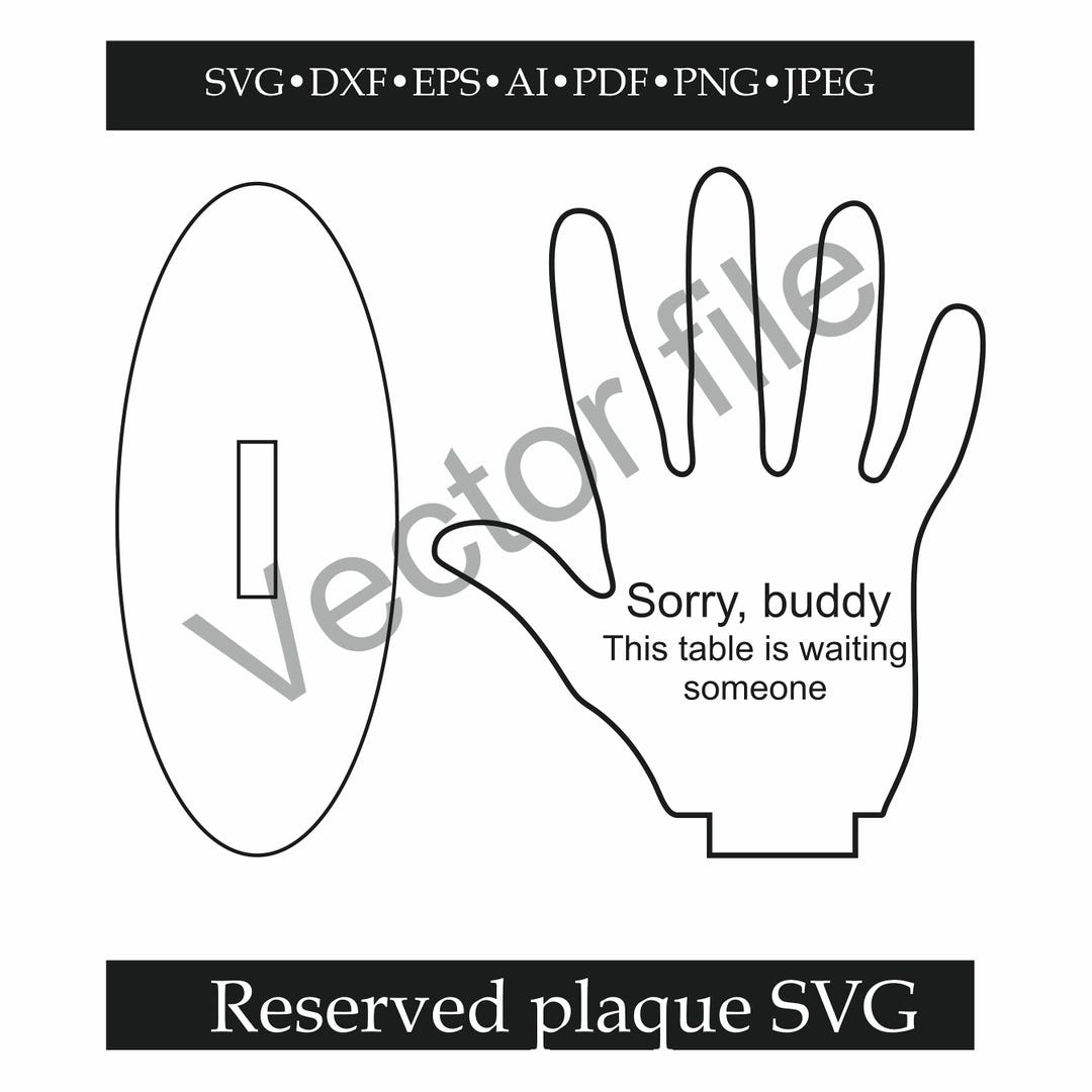 Reserved Table Sign Svg Hand Shaped Reserved Table Sign SVG – Personalized Palm Stand, Custom ...
