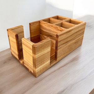 Kaffeebar-Organizer-Station für Stäbchen, Strohhalme, Zucker, hölzerne Kaffeebar-Aufbewahrung, Kaffeebox zur Selbstbedienung, Holzserviettenhalter fürs Café