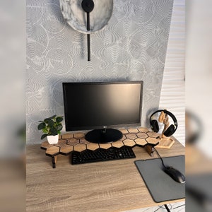 Wood Monitor Stand Monitor Riser Dual Monitor Stand TV Stand Monitor Shelf Laptop Stand Desk Organizer Desktop Wooden TV Stand Media Console