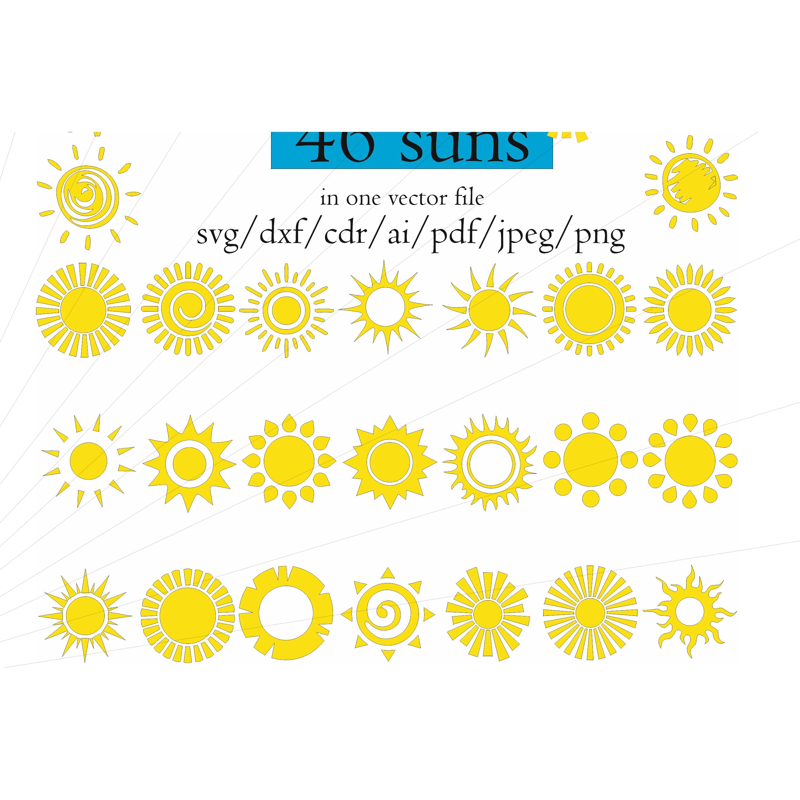 Sun Rise Dxf 46 Sun Outline SVG DXF Files Cut File Sunny CDR Vector Files Vector ...