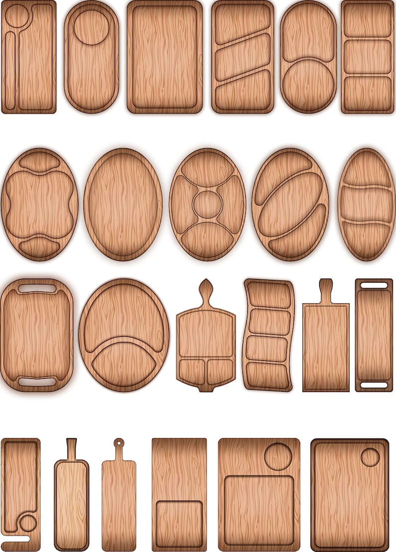 SVG Cutting Boards & Platters Bundle – CNC Files for Woodworking, Charcuterie Board Shapes, DIY Craft Supply Set svg pdf dxf cdr ai files