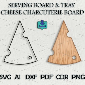 Tabla de cortar SVG y tabla de charcutería de plato Archivos CNC para planes de carpintería Tabla de quesos de cocina Conjunto de suministros artesanales pdf dxf cdr ai archivos