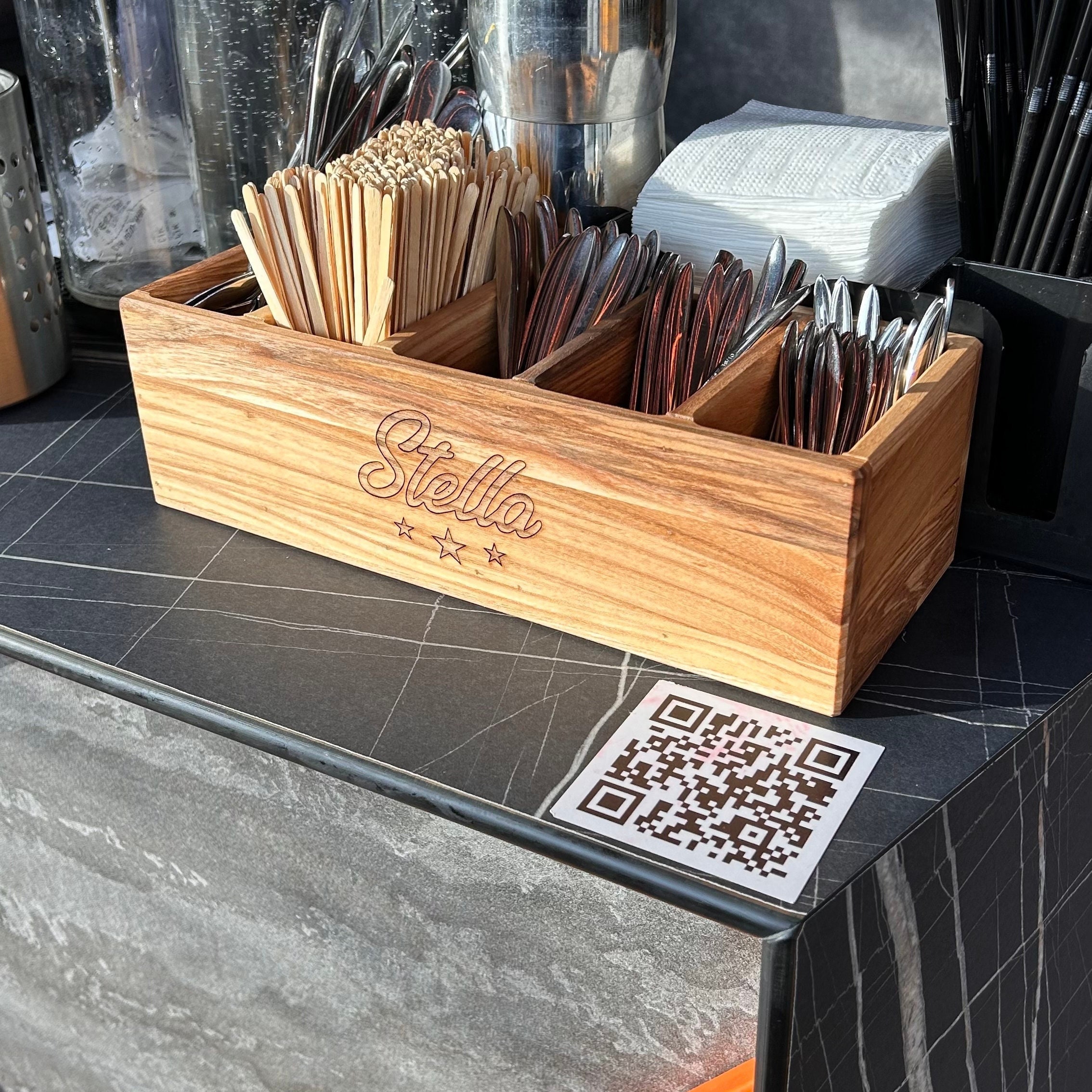 Organisateur De Station De Café En Bois - À 1 Ou 2 étages - Pour Tasses, Dosettes, Sucre - Rangement Comptoir Cuisine - 8