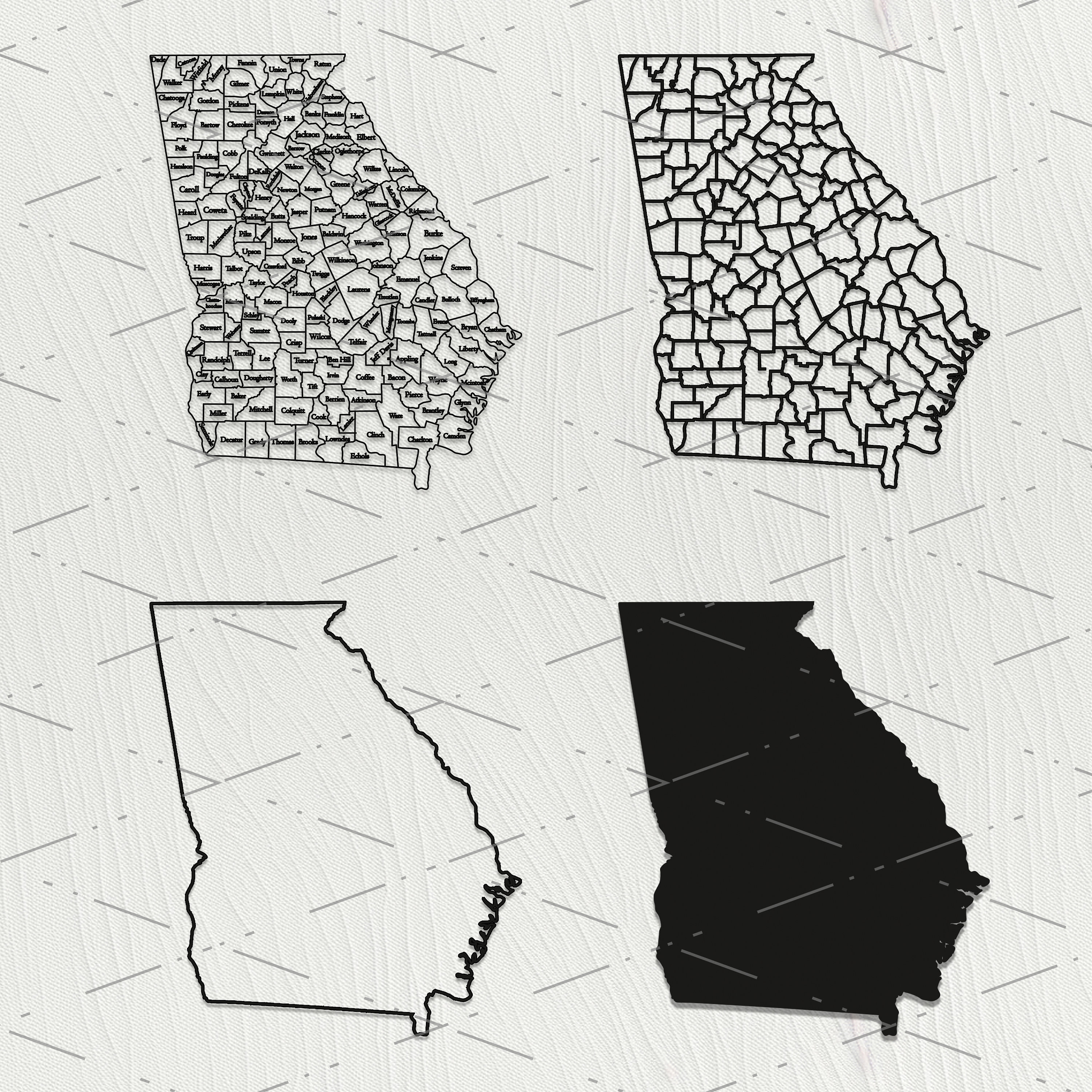 Georgia Map Outline SVG DXF Files Georgia Cut Files United States of ...