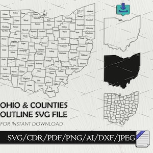 Ohio Maps Outline SVG DXF Files Ohio Cut Files United States of America Ohio Silhouette Vector Clip Art For Laser Cutting Distressed flag