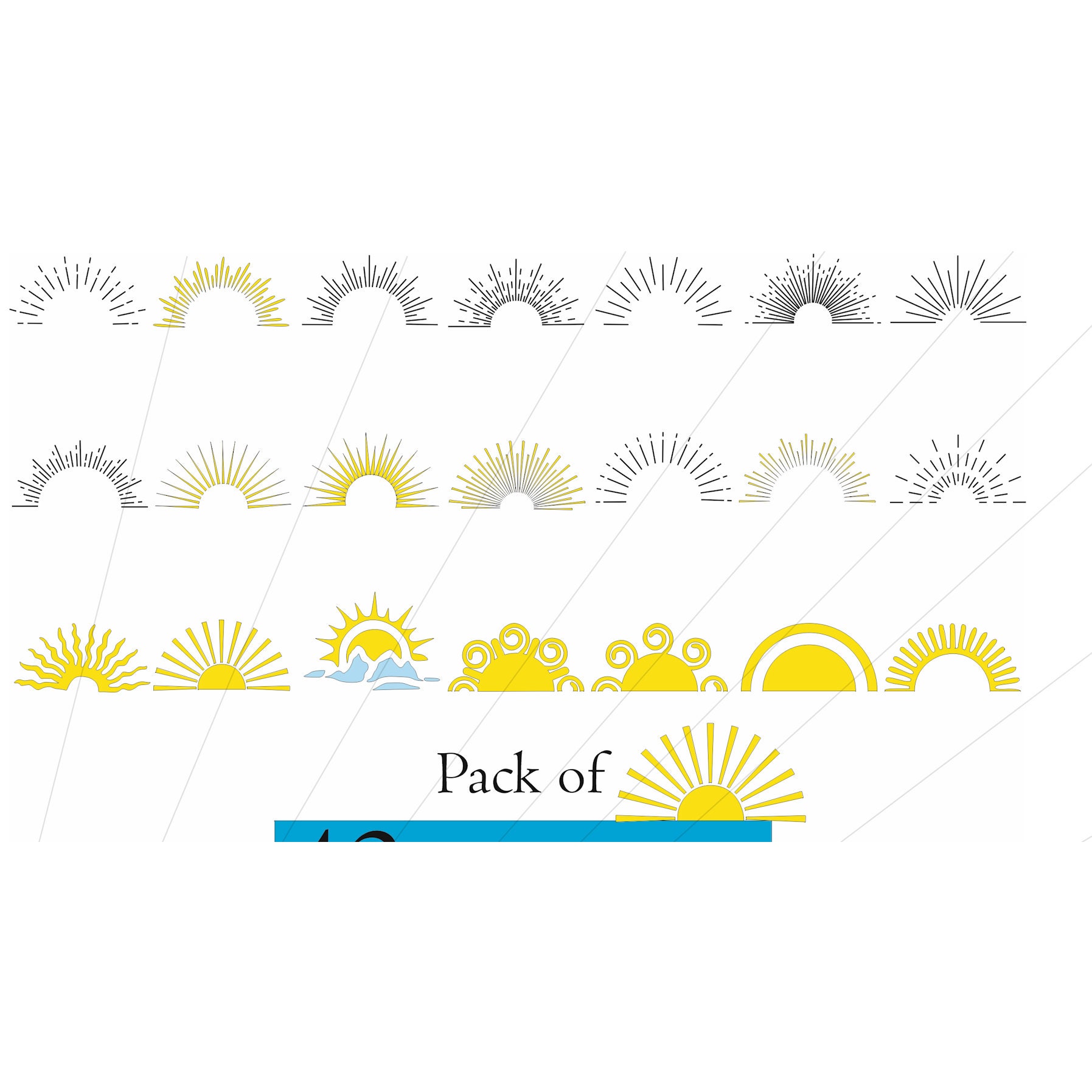 Sun Rise Dxf 42 Sunsets Outline SVG DXF Files Cut File Sunrise CDR Vector Files ...