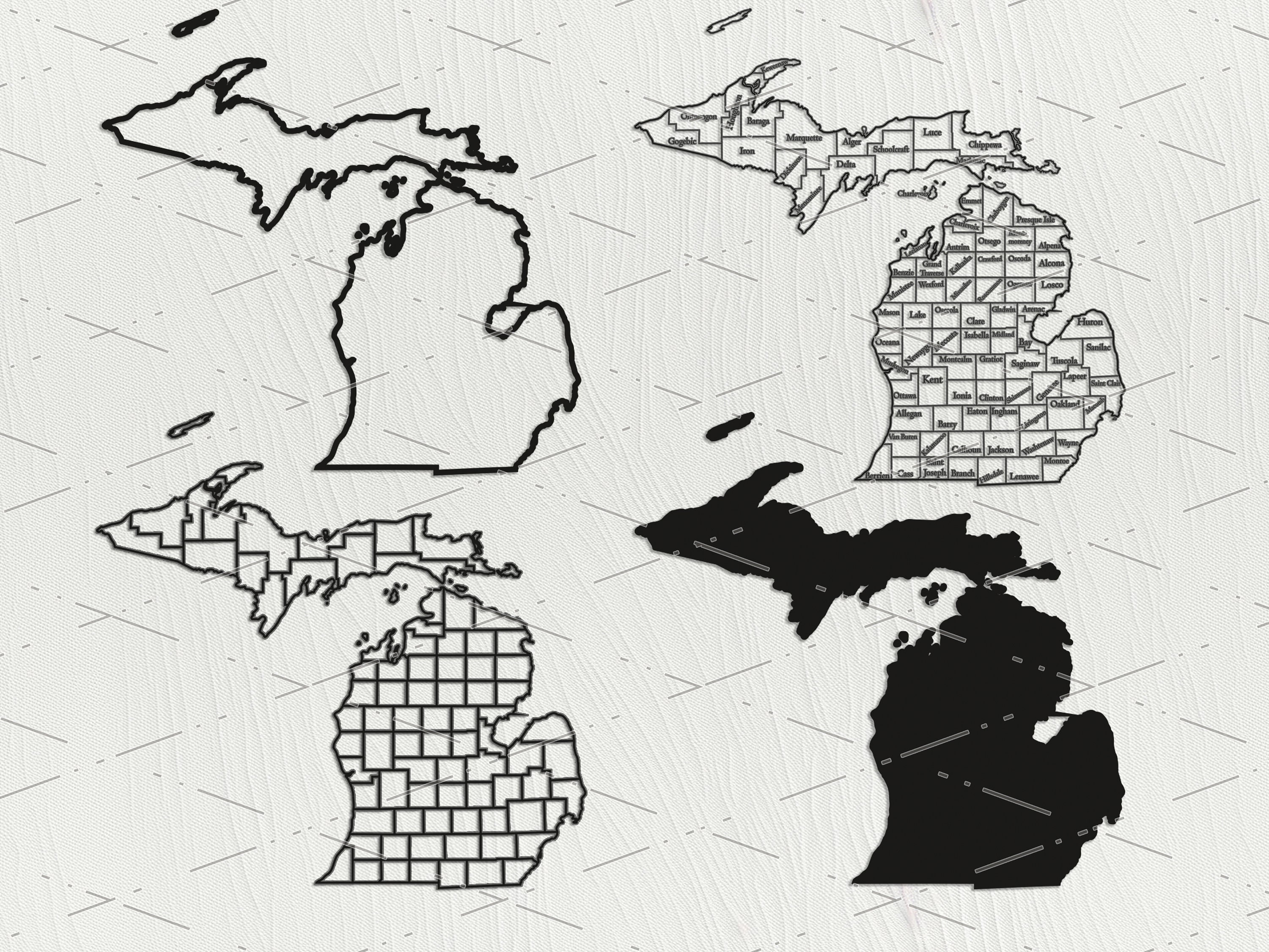 Michigan M Dxf File Michigan Svg Maps Outline SVG DXF Files Michigan Silhouette Cut Files ...