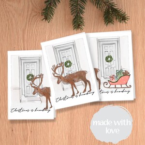 Weihnachtskarten Set | Weihnachten | Weihnachtsgrüße | Rentier | Christmas is knocking| Oh my deer | Faltkarte | Druck