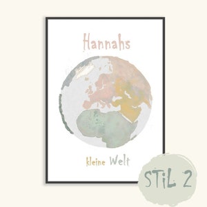 Poster del mondo | piccolo mondo | globo | Terra | Nome | personalizzato | Cameretta per bambini | DIN A4 | DIN A3 | Regalo