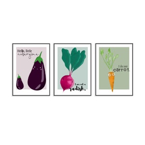 Gemüse Poster | Kinderbilder | Küche Poster Set | Kinderzimmer Wanddeko | lustiges Geschenk | Geschenk Junge und Mädchen | Druck