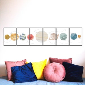 Planetas | Conjunto de imágenes | | del Sistema Solar Decoración de paredes de habitaciones infantiles | Cuerpos celestes | Impresión de calidad
