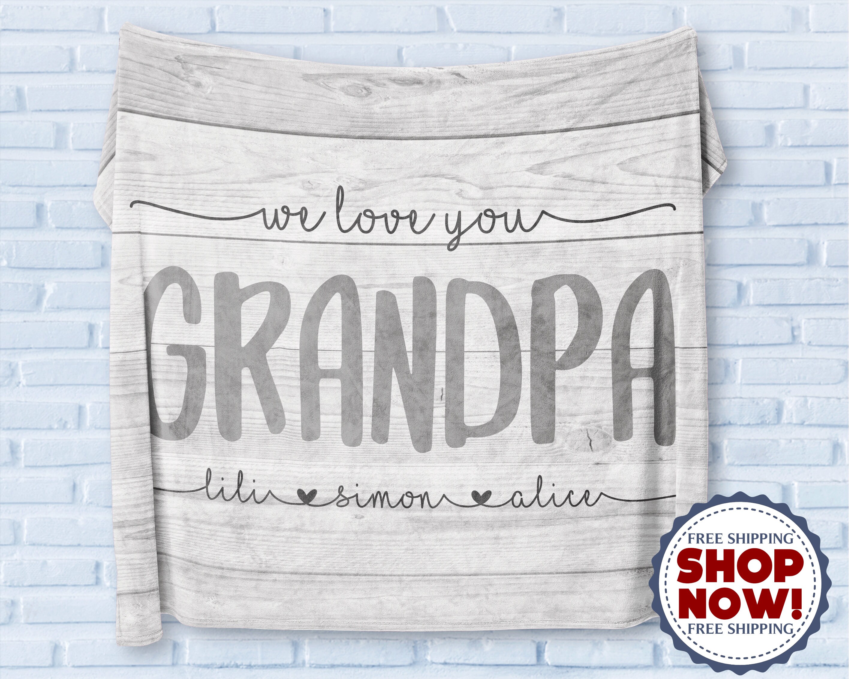 Personalized Gray Blanket for Grandpa Grandfather Blanket Etsy