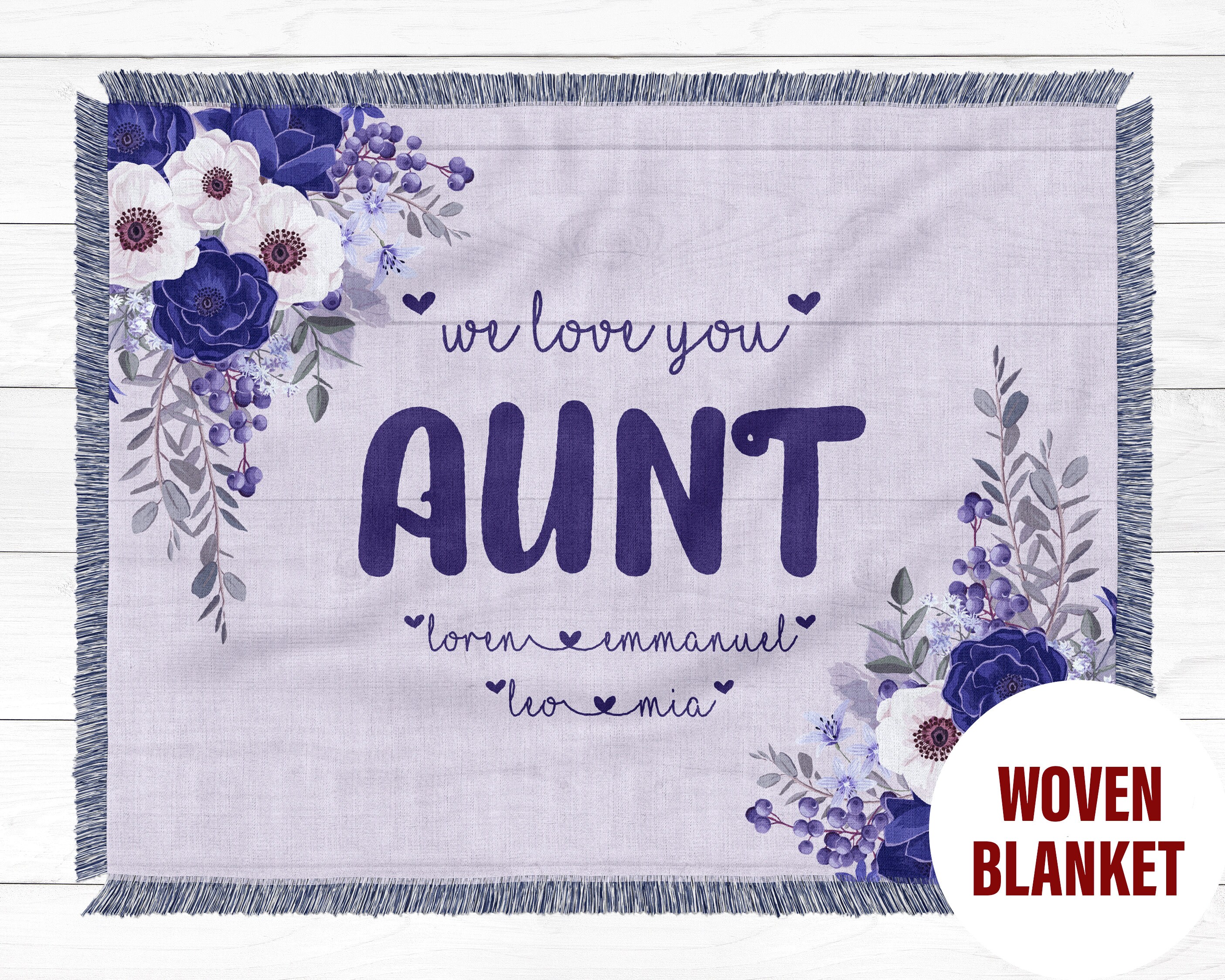 Purple Floral Auntie Blanket Boho Throw Blanket for Aunt Etsy